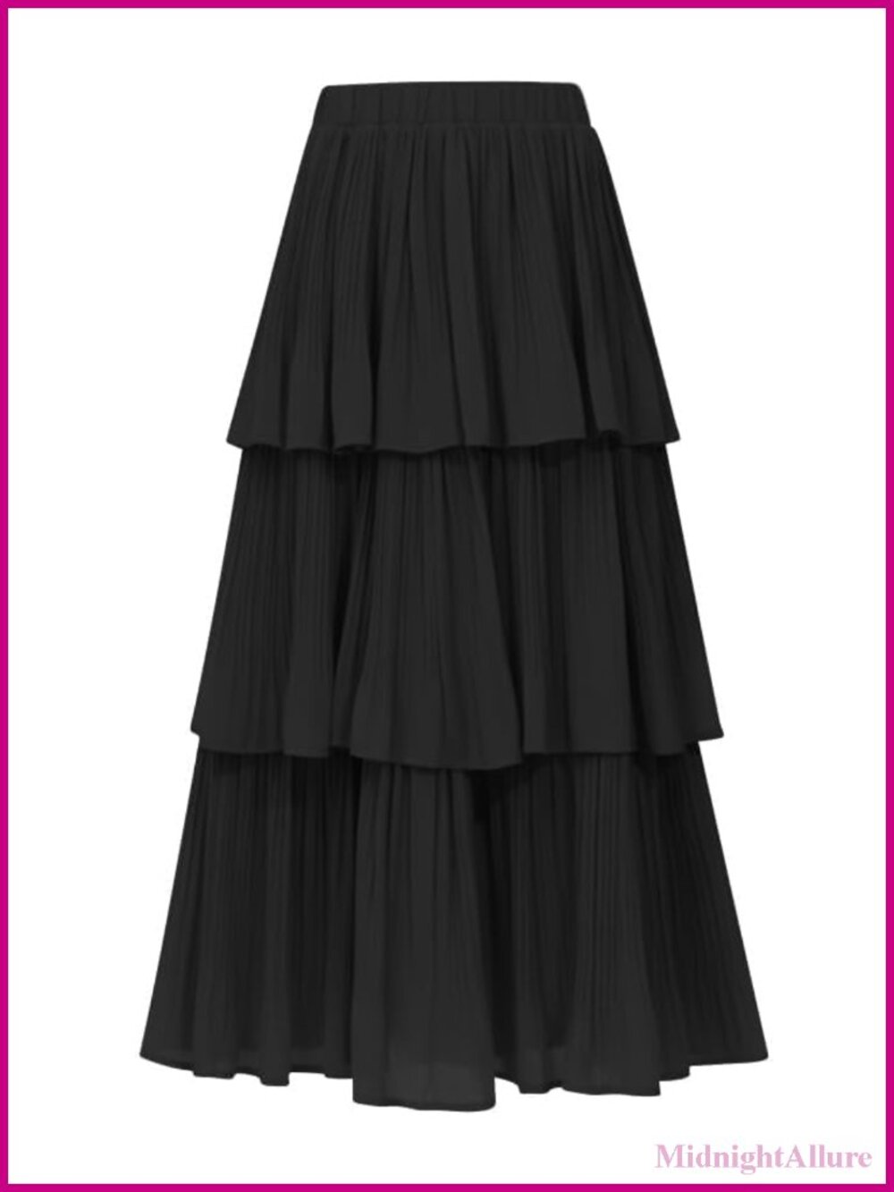 Women's Chiffon Tiered Ruffle Long Maxi Skirt Elastic High Waist A-Line Flared